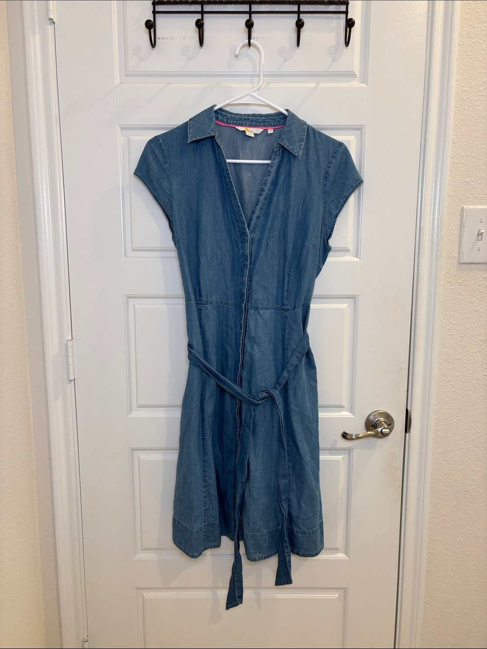 Boden Chambray Shirt Dress Blue Belted Fit & Flare Cotton Lyocell 6P